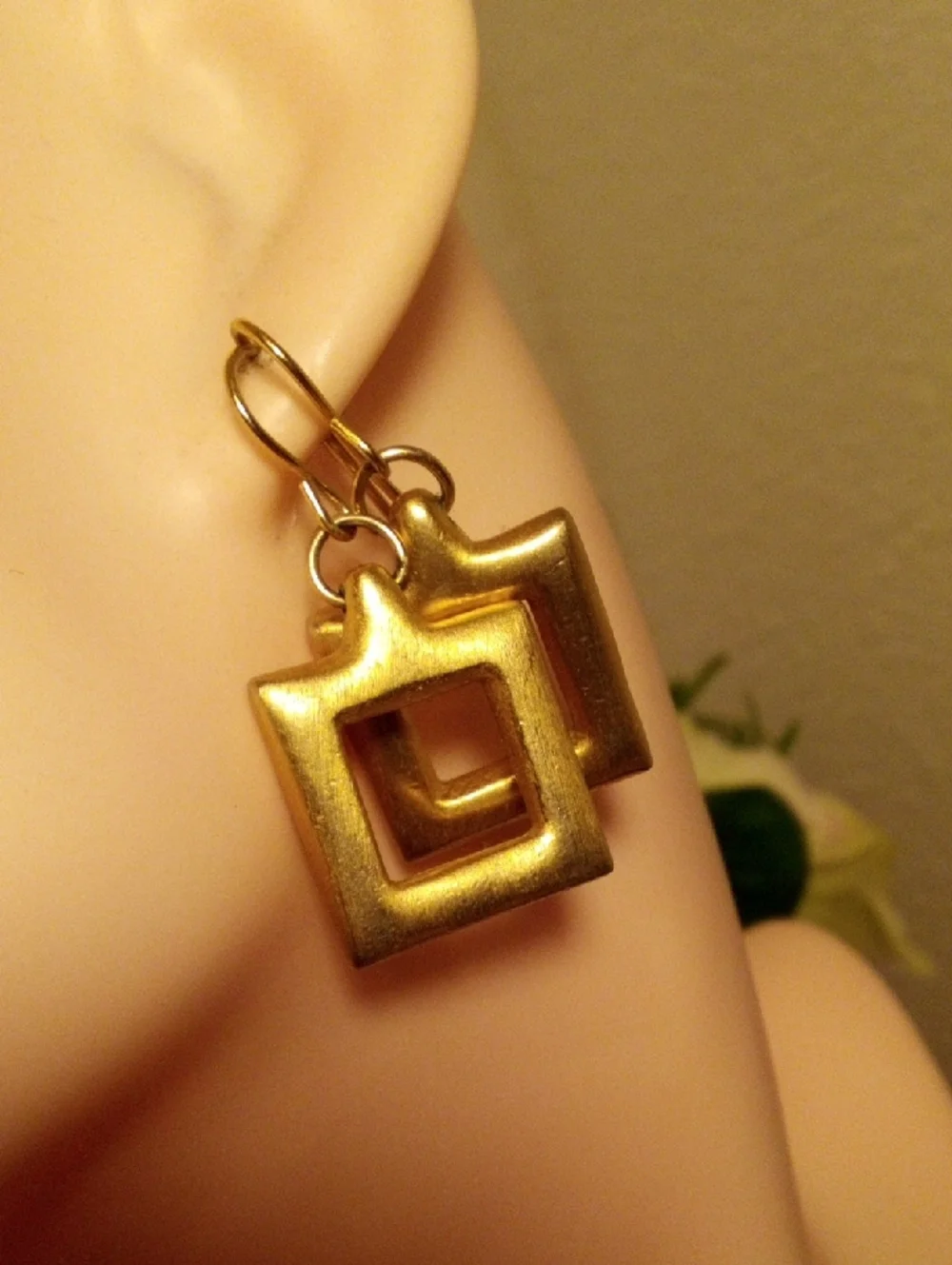 Gold Open Square Drop Earrings - Women Jewelry